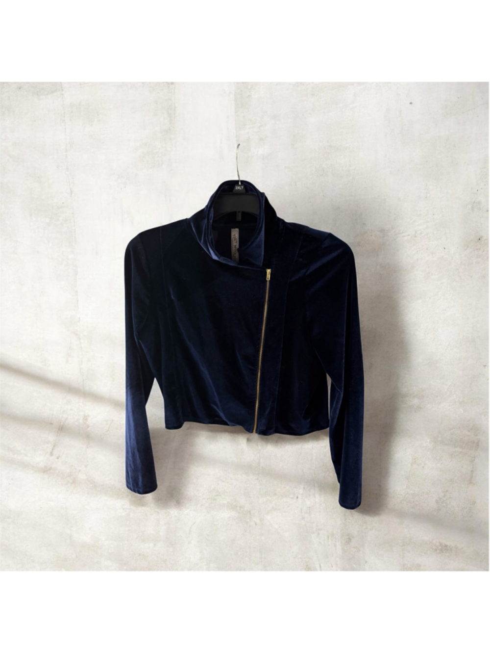 Women's Knit Works Velvet Moto Jacket, Size 18, Navy Blue